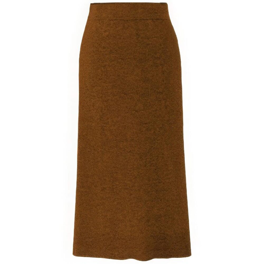 3077 Winter Warm High Waist Side Slit Wool Blend Long Skirts Rib Knit